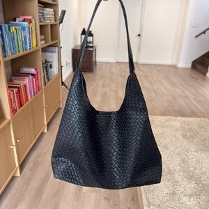 Elegant Black Woven Tote Bag